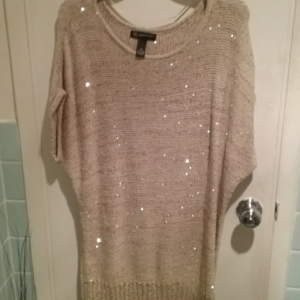 Tan Knit Sweater with Gold Embellishment